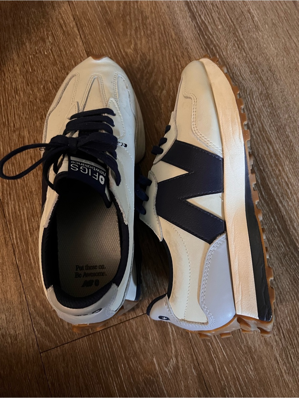 Figs New Balance Men's White & Navy Retro Runner Sneakers